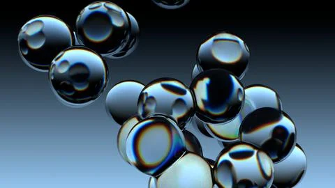 Transparent, glossy spheres, with a gradient (black to light blue) background Stock Illustration