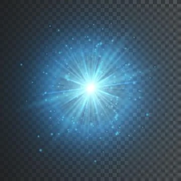 Transparent glow light effect. Star burst with sparkles. Blue glitter. Vector Stock Illustration