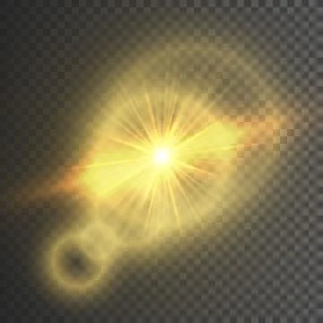 Transparent glow light effect. Star burst with sparkles. Gold glitter. Vector Stock Illustration