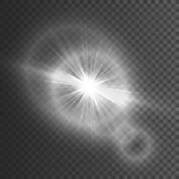 Transparent glow light effect. Star burst with sparkles. White glitter. Vecto Stock Illustration