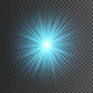 Transparent glow light effect. Star burst with sparkles. Blue glitter. Vector Stock Illustration