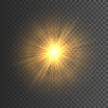 Transparent glow light effect. Star burst with sparkles. Gold glitter. Vector Stockillustratie