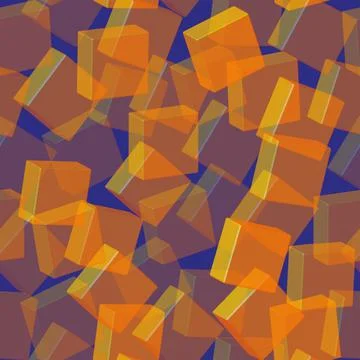 Transparent Golden Tiles Seamless Pattern, 3D Illustration Stock-Illustration
