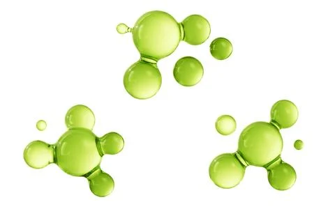Transparent green bubbles elements, 3d rendering. Foto stock