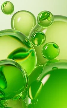 Transparent green liquid bubbles background, 3d rendering. Stock Illustration