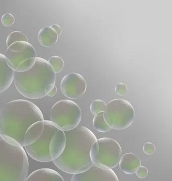 Transparent green soap bubbles on grayscale Stock Illustration