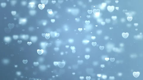 Transparent Heart Bubbles on a Clean Blue Background Stock Footage 338436320