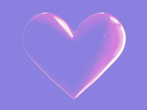 A transparent heart shape with highlights on violet background Stock-Illustration