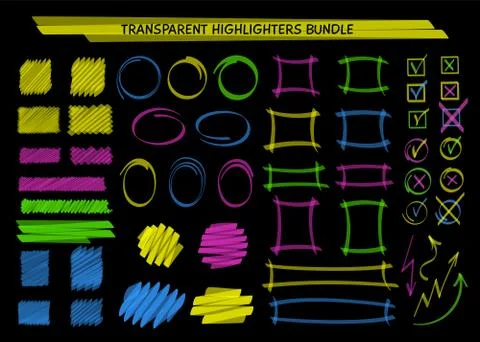 Transparent highlight marker frames and scribble Stock Illustration