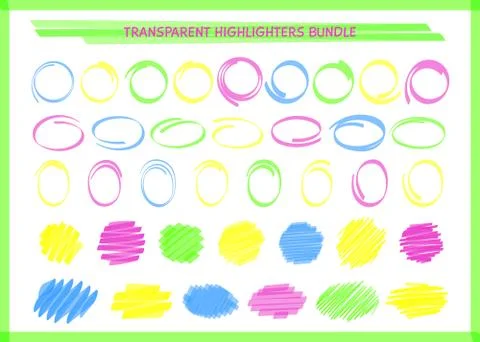 Transparent highlight pen circle frame set vector Stock-Illustration