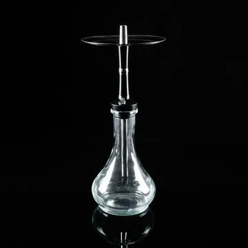 Transparent hookah on a black mirror background. Stock Photos