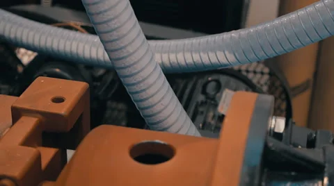 Transparent  hoses for suction plastic granules in the extrusion equipment Stock Footage 61549128