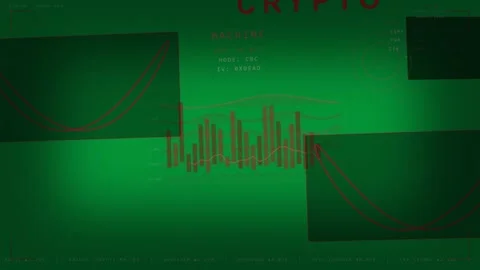 Transparent HUD opening, crypto HUD animating bars and lines, gauge pulsing, Stock Footage 334118582