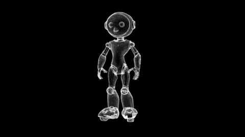 Transparent Humanoid Robot Design in Black and White Digital Render Vídeos de archivo 339059338