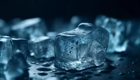 Transparent ice crystal stack on shiny ice cube generated by AI Stock Photos