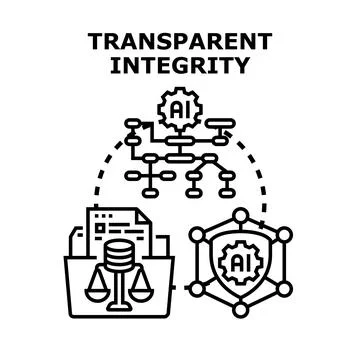 Transparent integrity concept with artificial intelligence and data security Stock Illustration