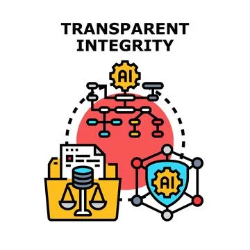 Transparent integrity concept with artificial intelligence and data security Illustrazione stock