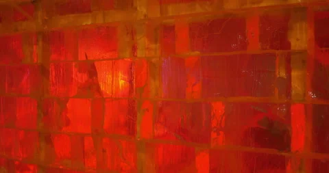 Transparent iridescent wall of ice blocks on festive evening Stock Footage 256255905