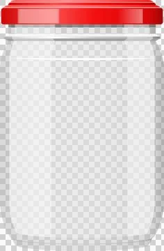 A transparent jar with a red lid designed to store food or personal care pr.. Stock Illustration