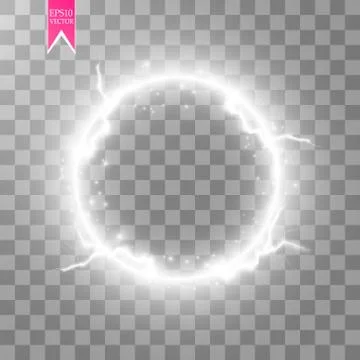 Transparent light effect of electric ball lightning. Magic plasma ball Illustrazione stock