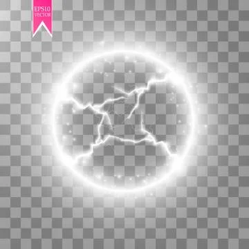 Transparent light effect of electric ball lightning. Magic plasma ball Illustrazione stock