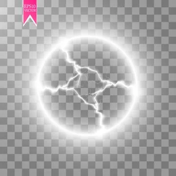 Transparent light effect of electric ball lightning. Magic plasma ball Stock Illustration