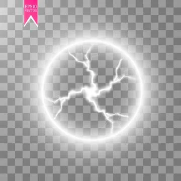 Transparent light effect of electric ball lightning. Magic plasma ball Illustrazione stock