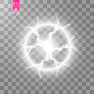 Transparent light effect of electric ball lightning. Magic plasma ball Illustrazione stock