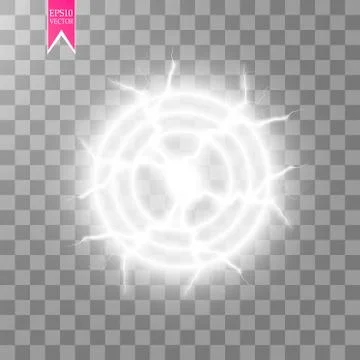 Transparent light effect of electric ball lightning. Magic plasma ball Illustrazione stock