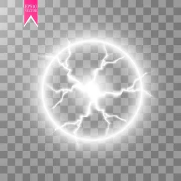 Transparent light effect of electric ball lightning. Magic plasma ball Stock Illustration
