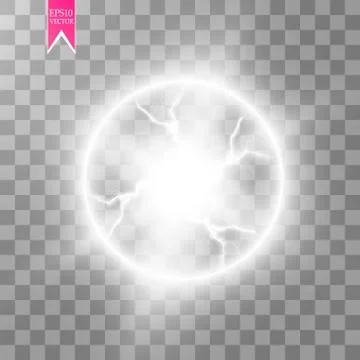 Transparent light effect of electric ball lightning. Magic plasma ball Stock Illustration