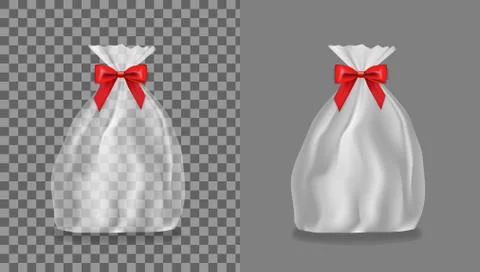 Transparent Light Polyethylene Package With Red Bow Stock Illustration