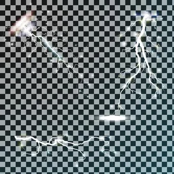 Transparent Lightnings set Stock Illustration