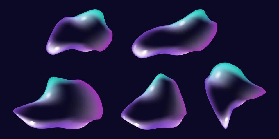 Transparent liquid forms water drops isolated set. Stock Illustration