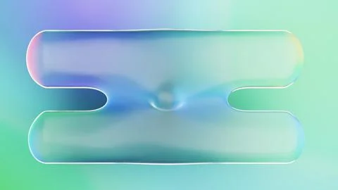 Transparent liquid glass changing shape on a pastel green and purple background. Illustrazione stock