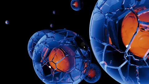 Transparent, liquid spheres move against a black background like fish eggs Stock Footage 342725865