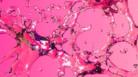 Transparent Liquid Splash On Pink Gradient Background 스톡 일러스트