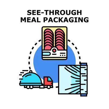 Transparent meal packaging concept for delivery and food manufacturing Stock Illustration