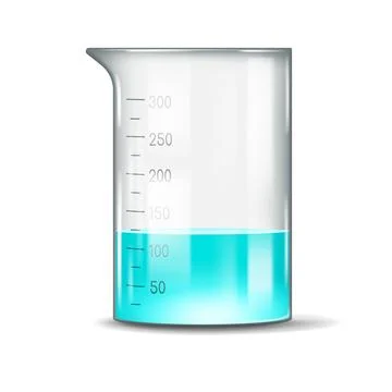 Transparent Measuring Beaker with Blue Liquid Stock Illustration