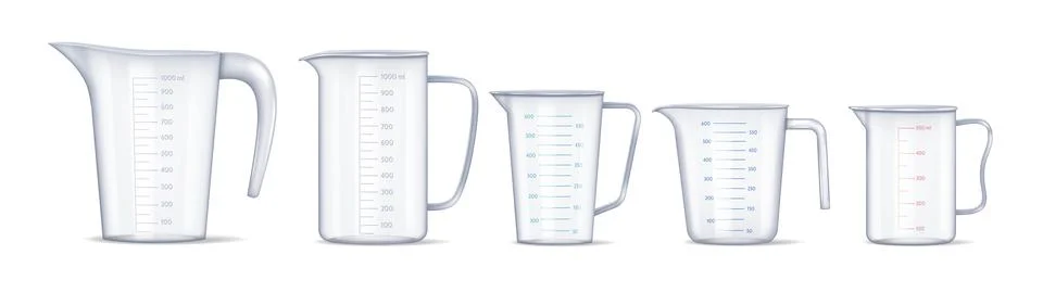 Transparent Measuring Cups Set in Different Sizes Stock Illustration