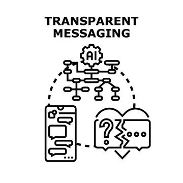 Transparent messaging concept with ai technology process Stock Illustration