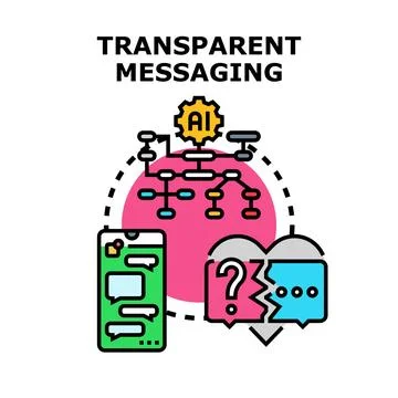 Transparent messaging concept with ai technology process Stock Illustration