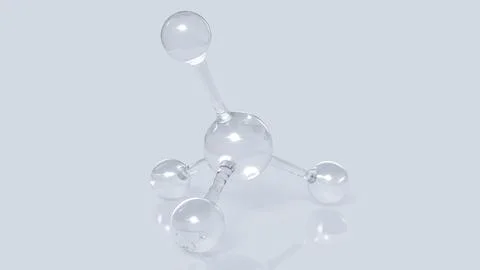 Transparent Methane Molecular Model on Minimal Background 3d rendering. Stock Photos