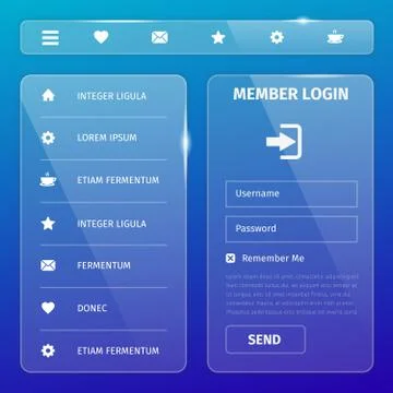 Transparent mobile user interface on blue Stock Illustration