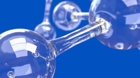 Transparent Molecular Network on Vivid Blue Scientific Background 3d render. Stock Illustration