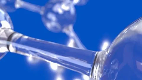 Transparent Molecular Network on Vivid Blue Scientific Background 3d render. Stock Illustration