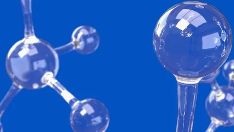 Transparent Molecular Network on Vivid Blue Scientific Background 3d render. Stock Illustration