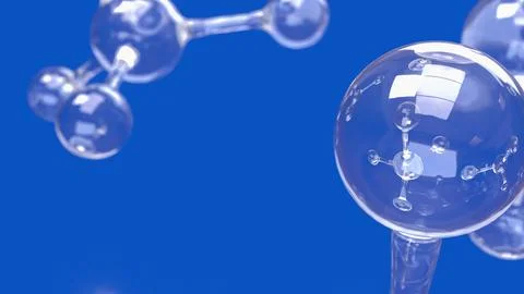 Transparent Molecular Network on Vivid Blue Scientific Background 3d render. Stock Illustration