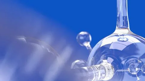Transparent Molecular Network on Vivid Blue Scientific Background 3d render. Stock Illustration