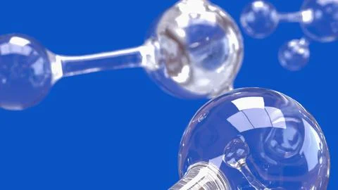 Transparent Molecular Network on Vivid Blue Scientific Background 3d render. Stock Illustration